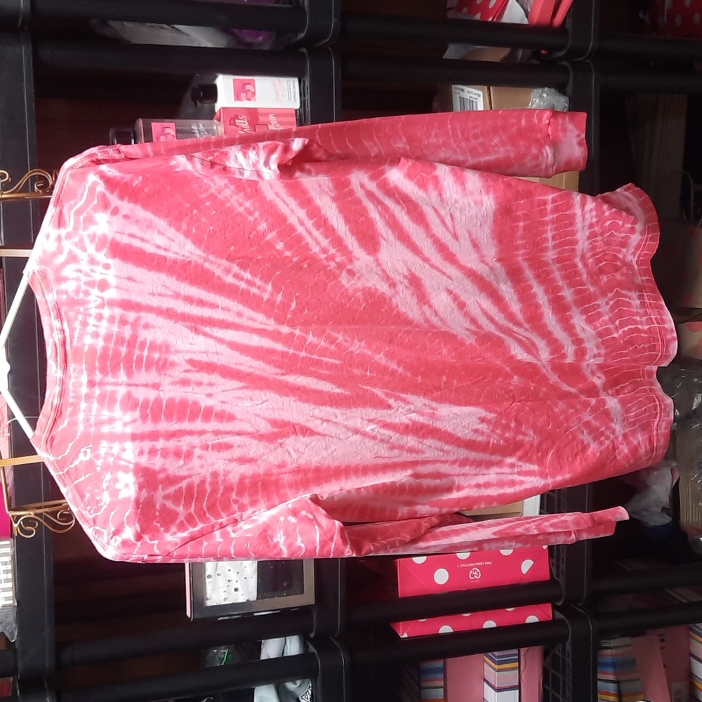 Victoria's Secret Pink Tye Dyed Longsleeve Shirt Size XS Pink and White